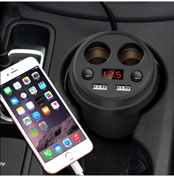 DUAL USB CAR CHARGER WITH EXTRA 12V PORTS Z12 