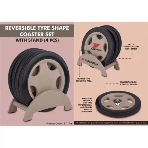 Reversible Tyre Shape Coaster Set E112a