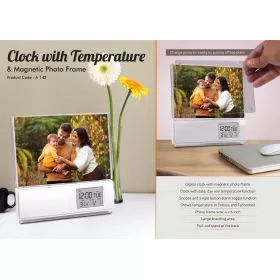 Clock with Temperature and Magnetic photo frame A142